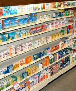 Drug aisle in store
