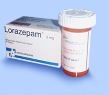 Lorazepam pill bottle and box