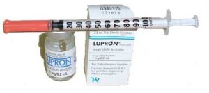 Lupron injection package and syringe 