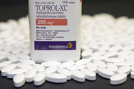 Toprol bottle and pills